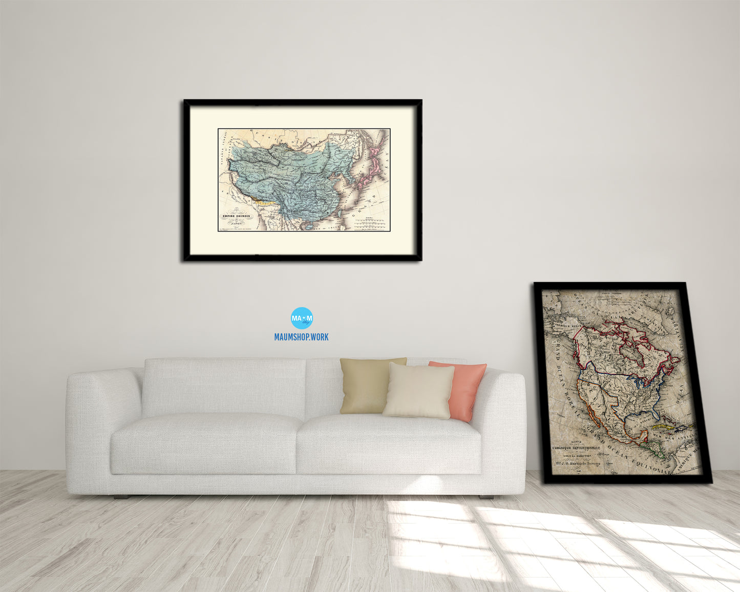 China Japan Korea Old Map Framed Print Art Wall Decor Gifts