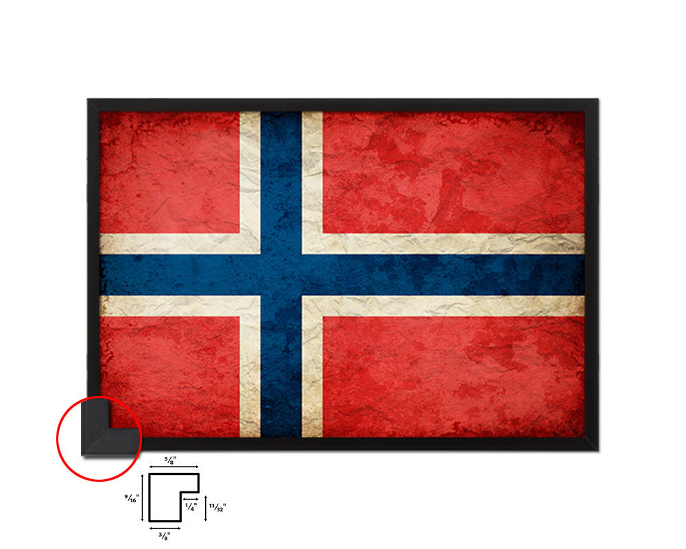 Norway Country Vintage Flag Wood Framed Print Wall Art Decor Gifts