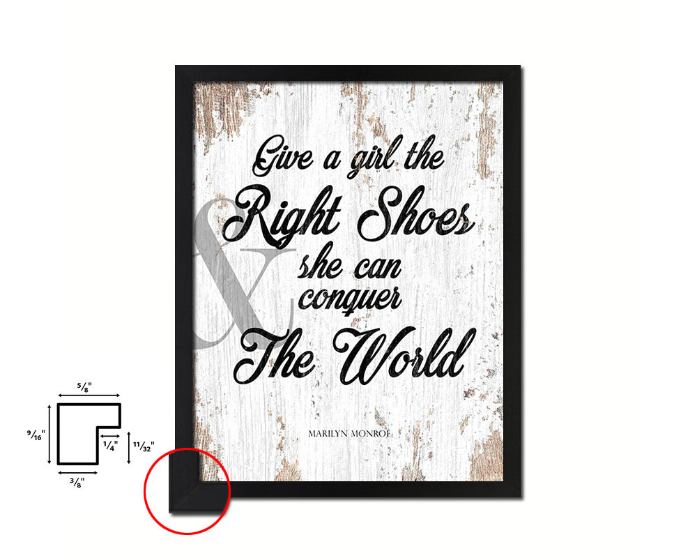 Give a girl the right shoes, Marilyn Monroe Quote Framed Print Home Decor Wall Art Gifts