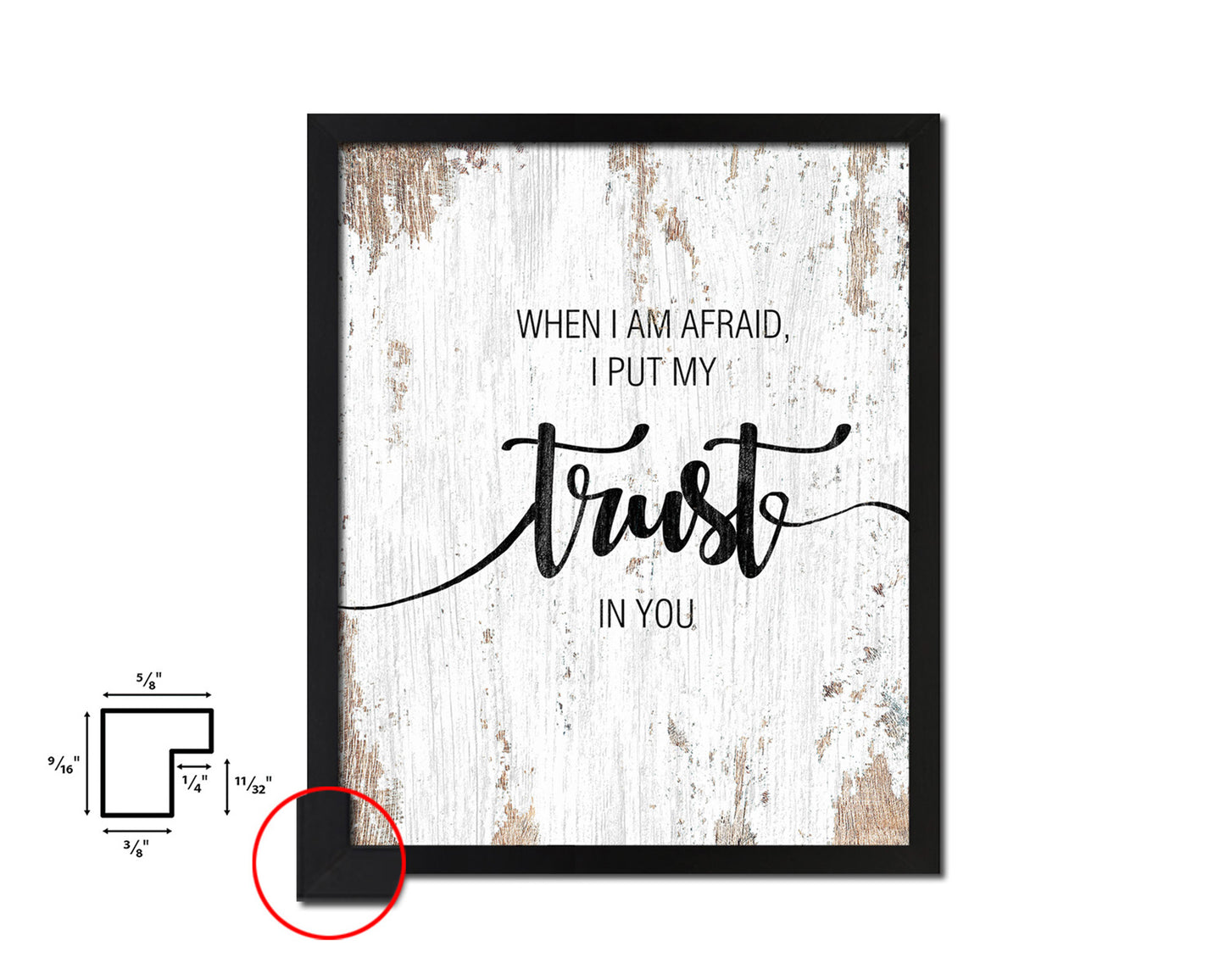 When I am afraid I put my trust in you Quote Framed Print Home Decor Wall Art Gifts