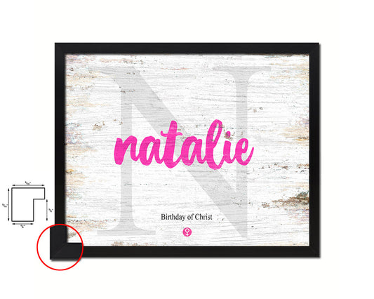 Natalie Personalized Biblical Name Plate Art Framed Print Kids Baby Room Wall Decor Gifts