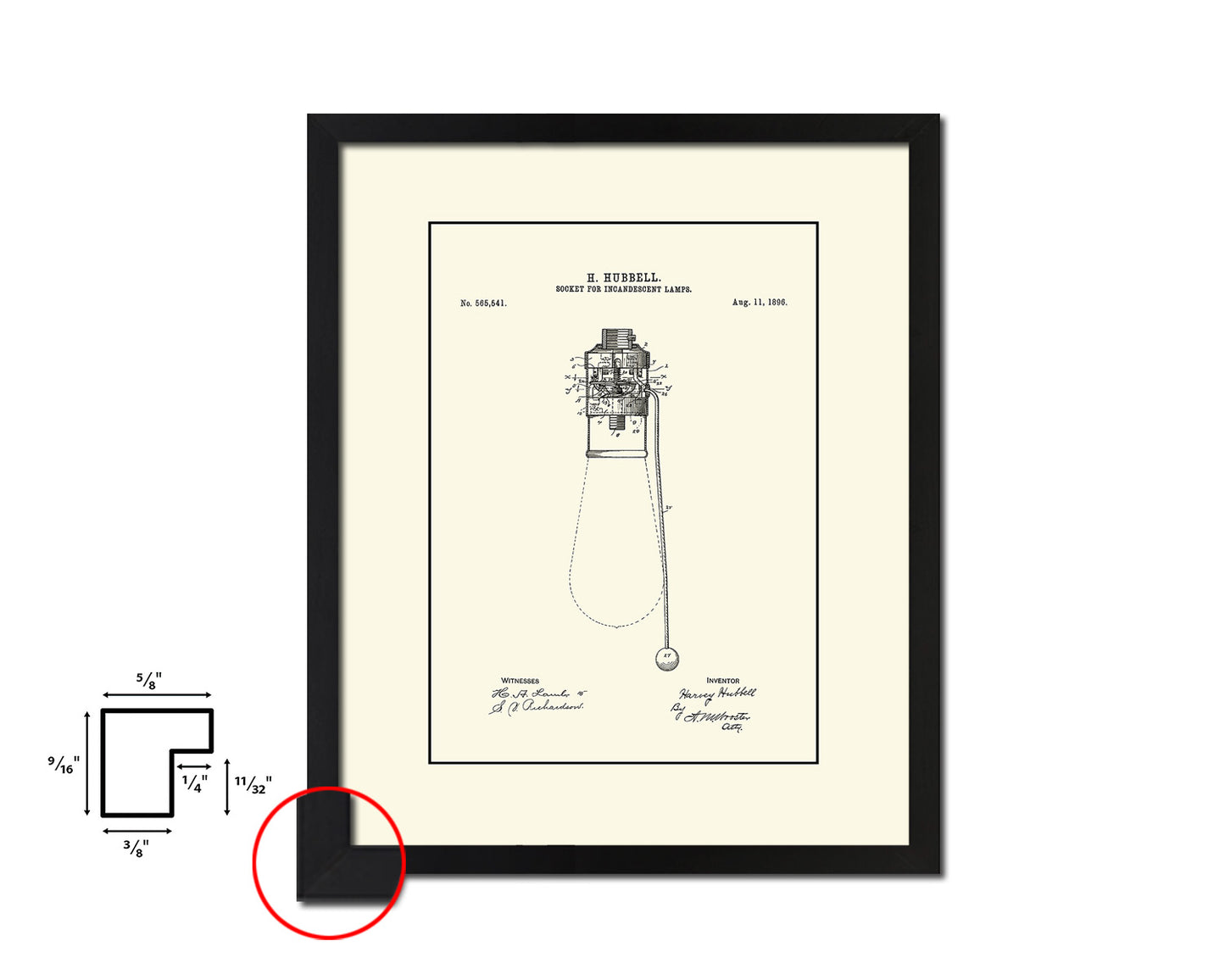 Socket Incandescent Lamps Home Vintage Patent Artwork Black Frame Print Gifts