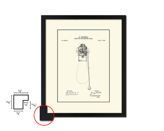 Socket Incandescent Lamps Home Vintage Patent Artwork Black Frame Print Gifts