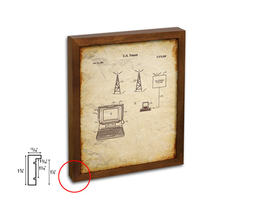 data terminal with external antenna Mobile Vintage Patent Artwork Walnut Frame Gifts