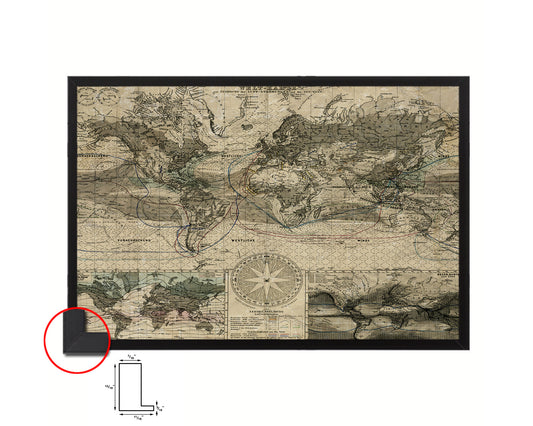 World Planiglobh Terrestris Hemisphario Calesti Historical Map Framed Print Art Wall Decor Gifts