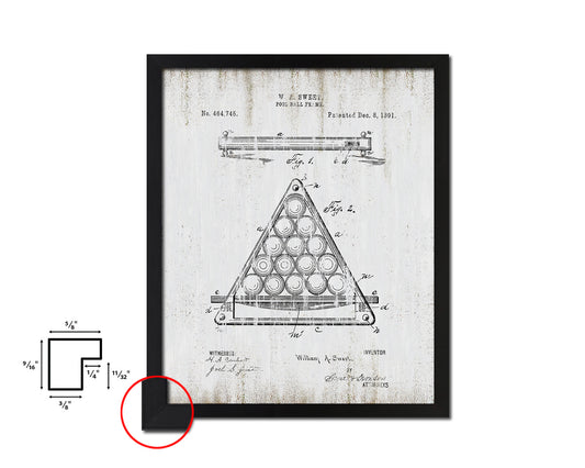 Billiard Pool Ball Frame Playing Card Vintage Patent Artwork Black Frame Print Gifts