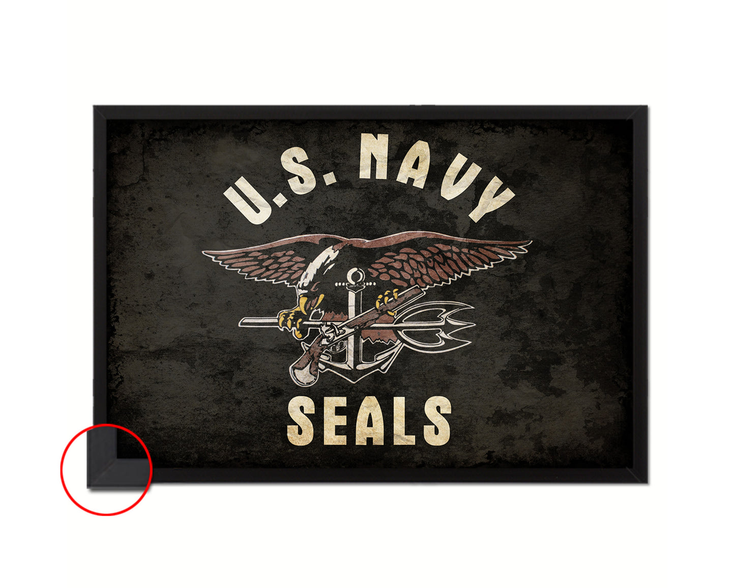 US Navy Seals Vintage Military Flag Framed Print Sign Decor Wall Art Gifts