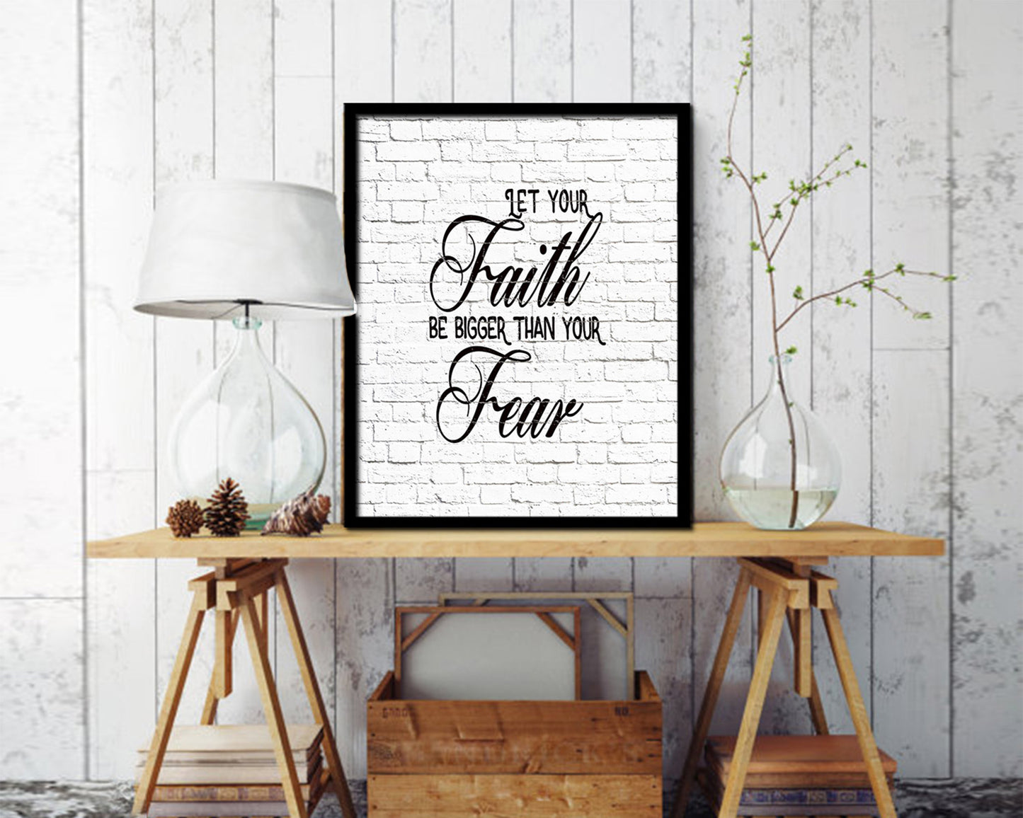 Let your Faith be bigger than your fear Quote Framed Print Home Decor Wall Art Gifts