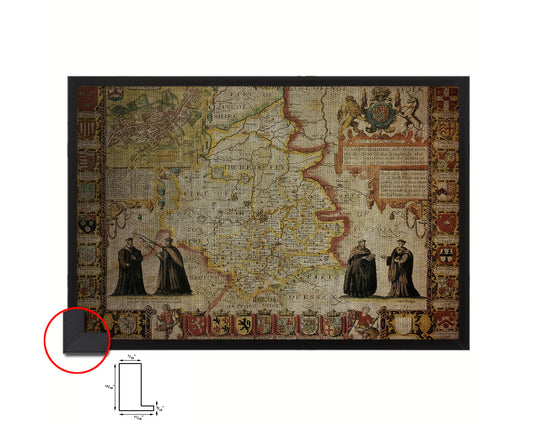 Cambridgeshire Theatre Empire Great Britain John Speed Vintage Map Framed Print Art Gifts