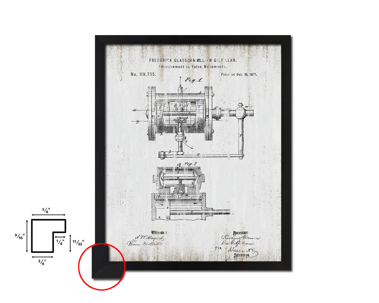 Steam Locomotive Valve Train Vintage Patent Artwork Black Frame Print Gifts