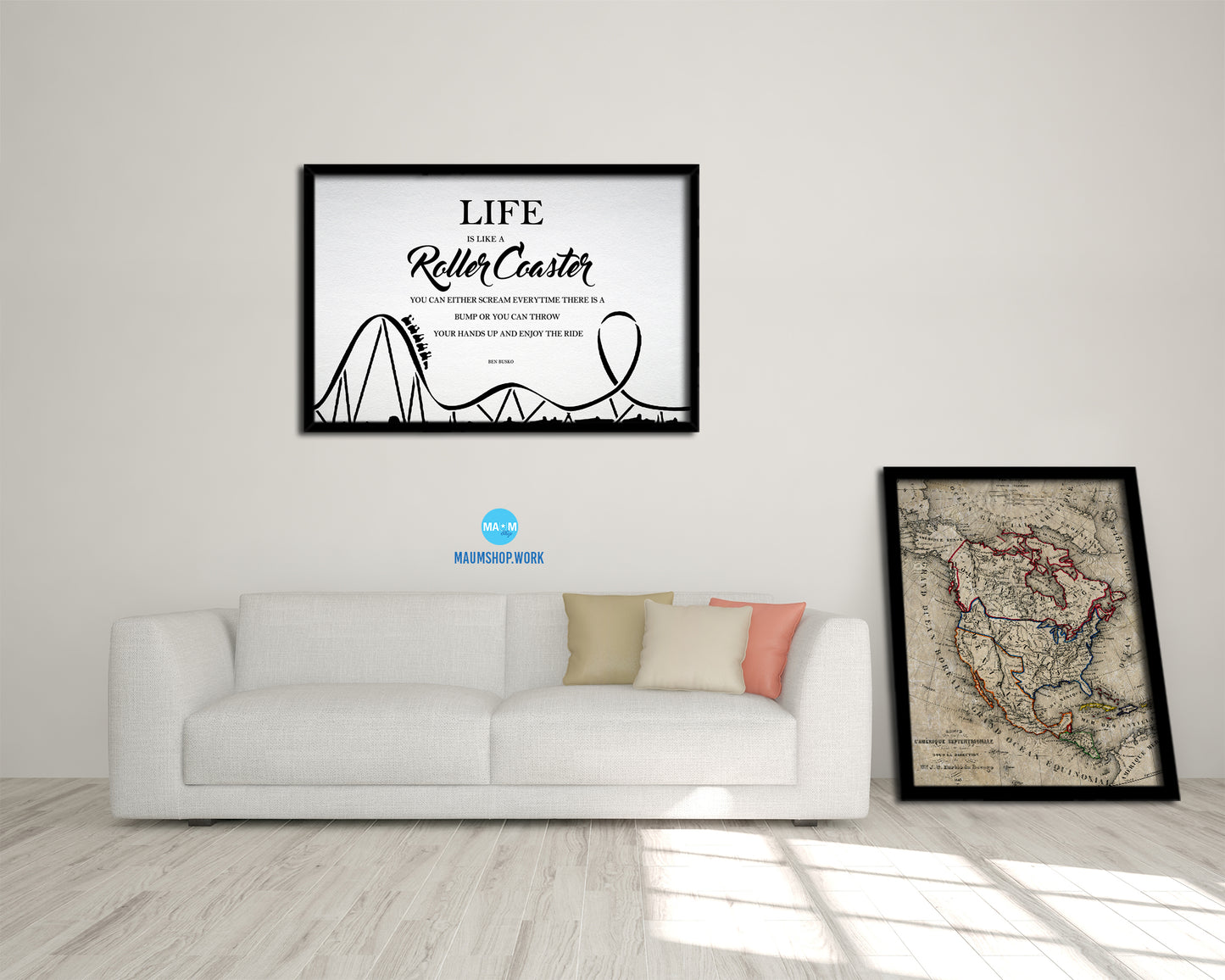 Life is like a roller coaster Quote Framed Print Wall Decor Art Gifts