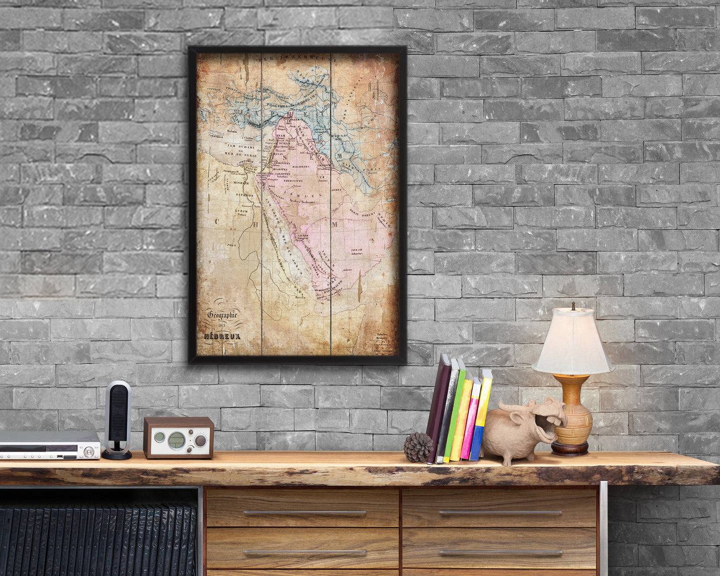 Holy Land Romans David Solomon Israel Palestine Antique Map Wood Framed Print Art Wall Decor Gifts