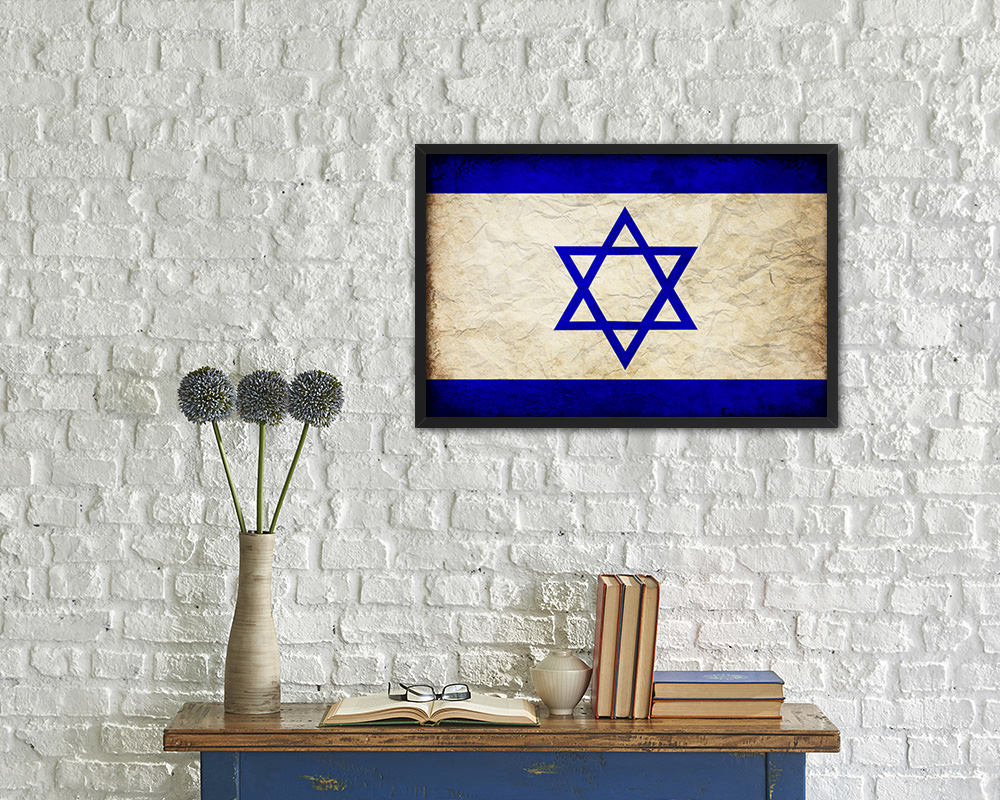 Israel Country Vintage Flag Wood Framed Print Wall Art Decor Gifts