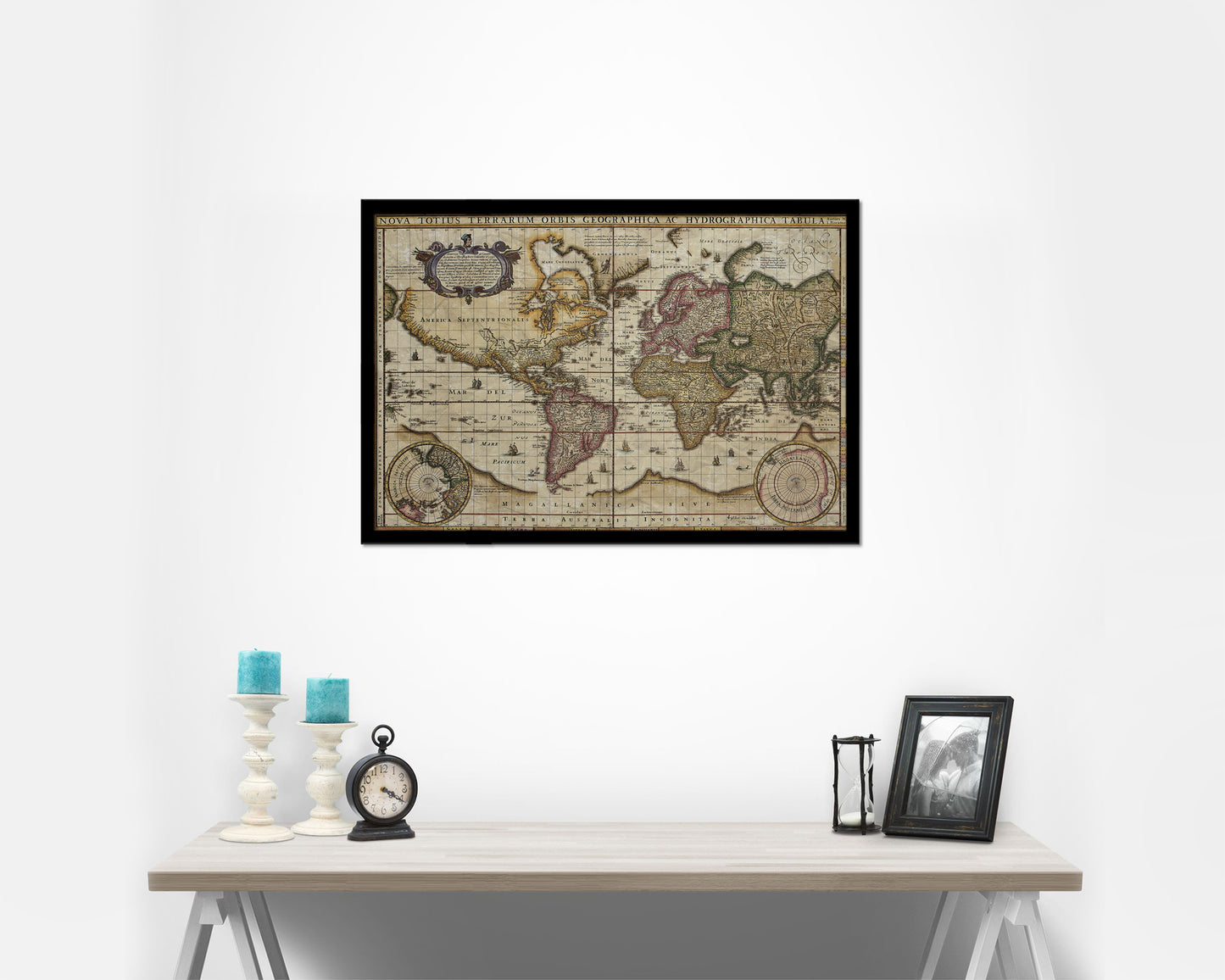 World Vintage Map Framed Print Art Wall Decor Gifts