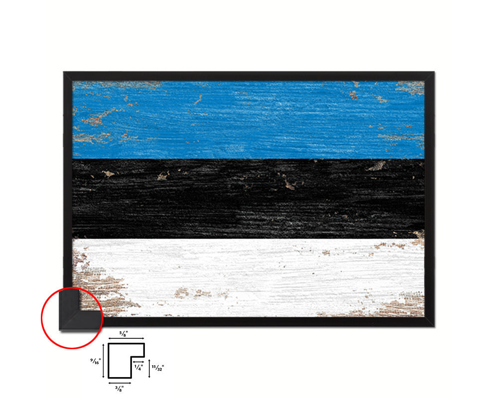 Estonia Shabby Chic Country Flag Wood Framed Print Wall Art Decor Gifts