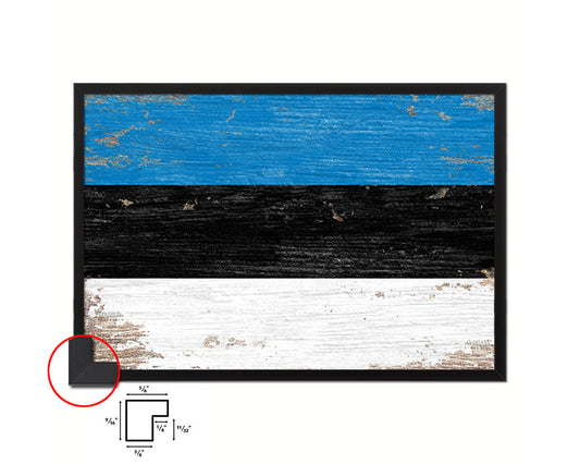 Estonia Shabby Chic Country Flag Wood Framed Print Wall Art Decor Gifts