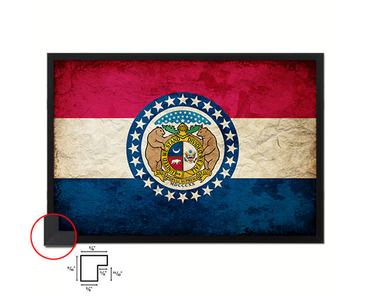 Missouri State Vintage Flag Wood Framed Paper Print Wall Art Decor Gifts