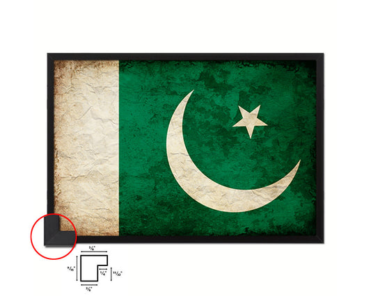 Pakistan Country Vintage Flag Wood Framed Print Wall Art Decor Gifts