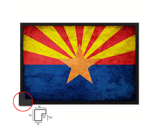 Arizona State Vintage Flag Wood Framed Paper Print Wall Art Decor Gifts