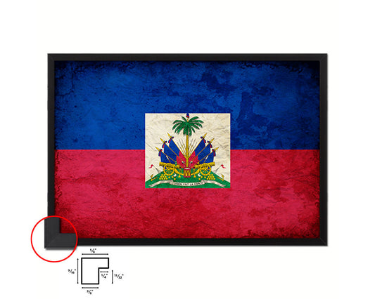 Haiti Country Vintage Flag Wood Framed Print Wall Art Decor Gifts