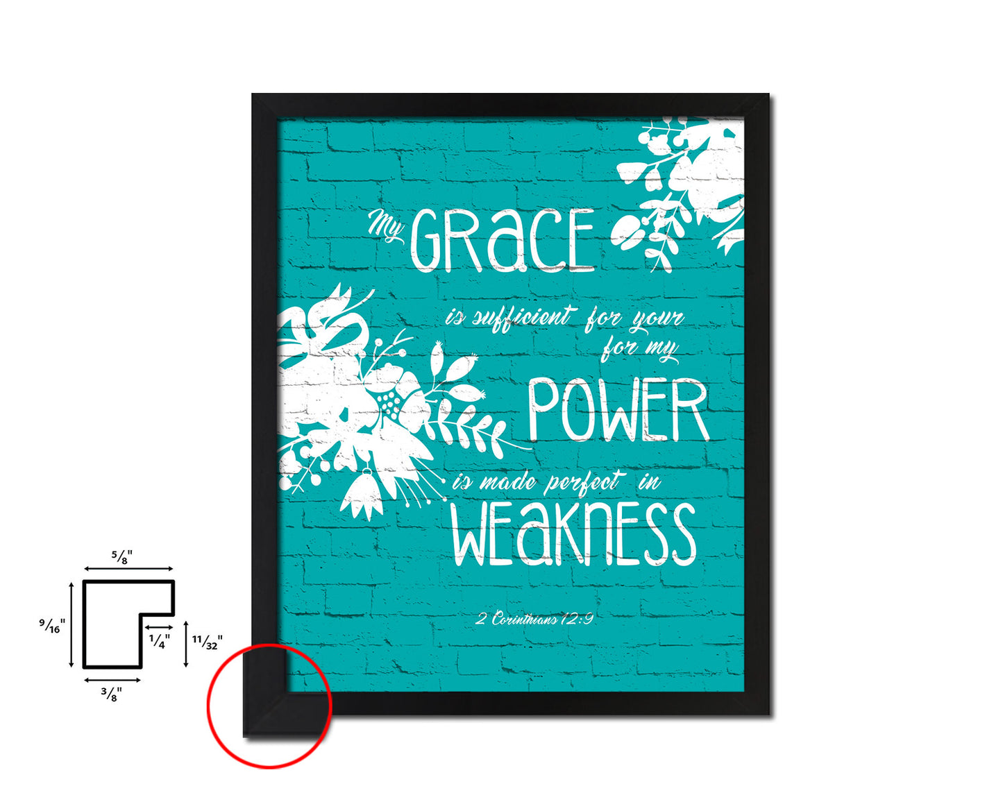 My Grace is sufficient for your for my Power Quote Framed Print Home Decor Wall Art Gifts