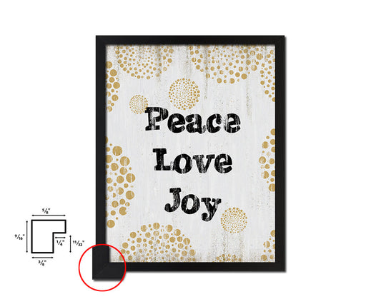 Peace love joy Quote Wood Framed Print Wall Decor Art