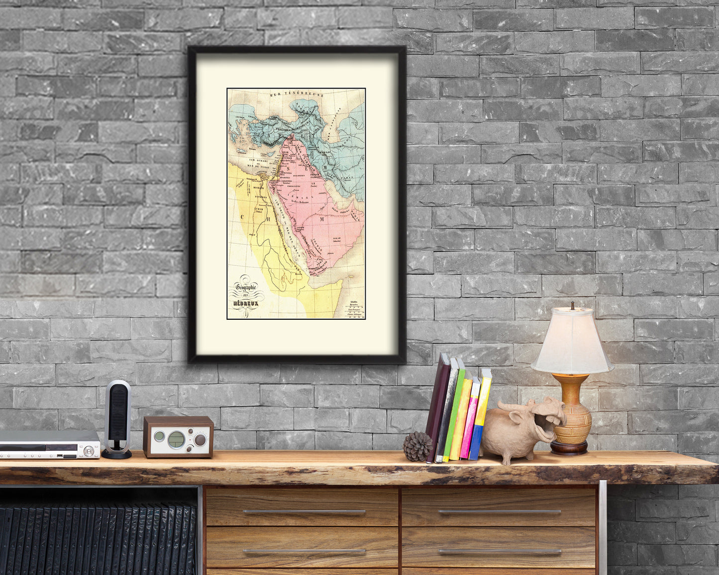 Holy Land Romans David Solomon Israel Palestine Old Map Wood Framed Print Art Wall Decor Gifts