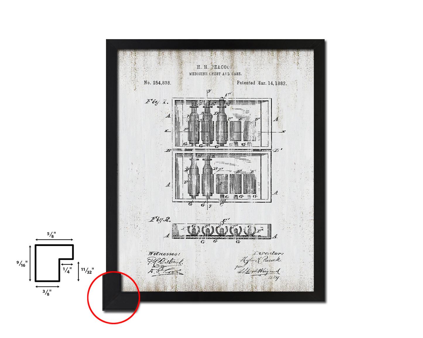 Medicine Chest and Case Pharmacist Vintage Patent Artwork Black Frame Print Gifts