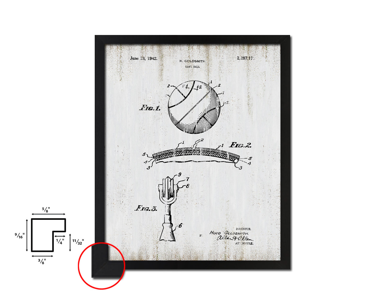 Basketball Game Ball Sports Vintage Patent Artwork Black Frame Print Gifts