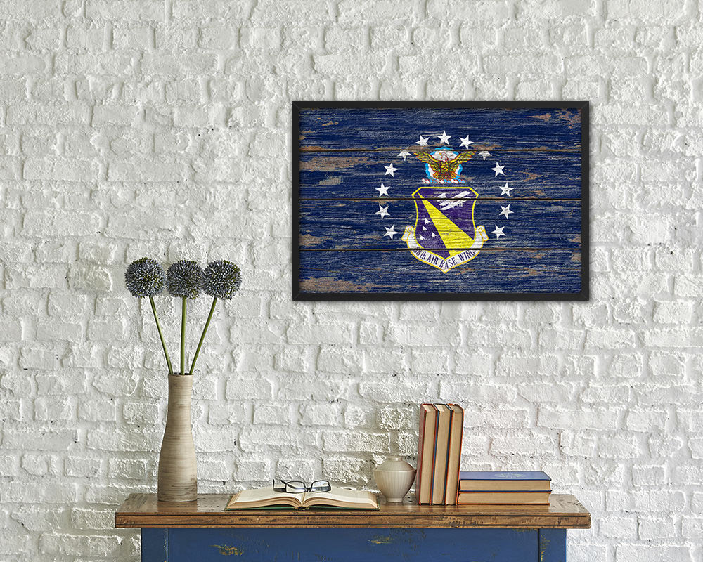 88th Air Base Wing Vintage Emblem Flag Wood Frame Paper Print Wall Art Decor Gifts