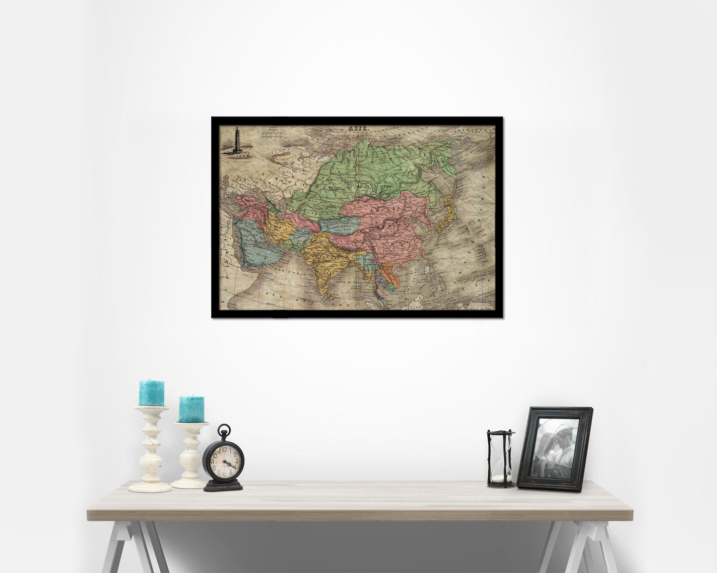 Asia 1875 Historical Map Framed Print Art Wall Decor Gifts