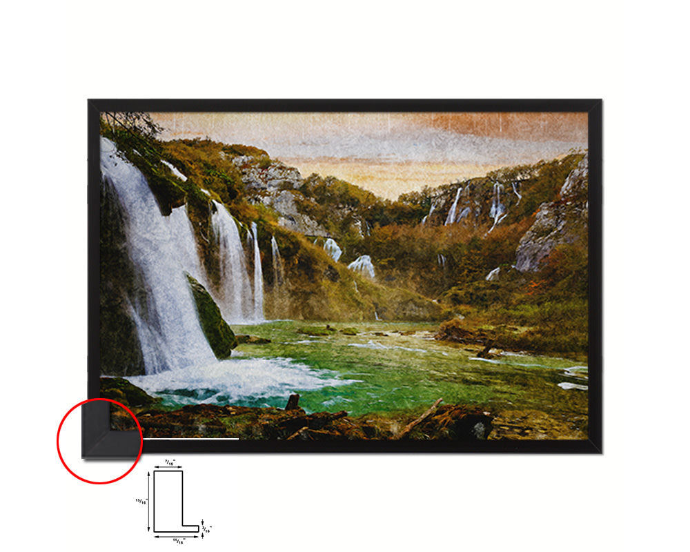 Waterfall Croatia Plitvice National Park Landscape Painting Print Art Frame Home Wall Decor Gifts