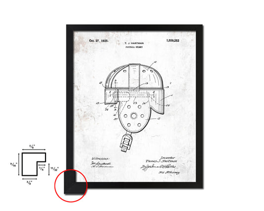 Football Helmet Sports Vintage Patent Artwork Black Frame Print Gifts