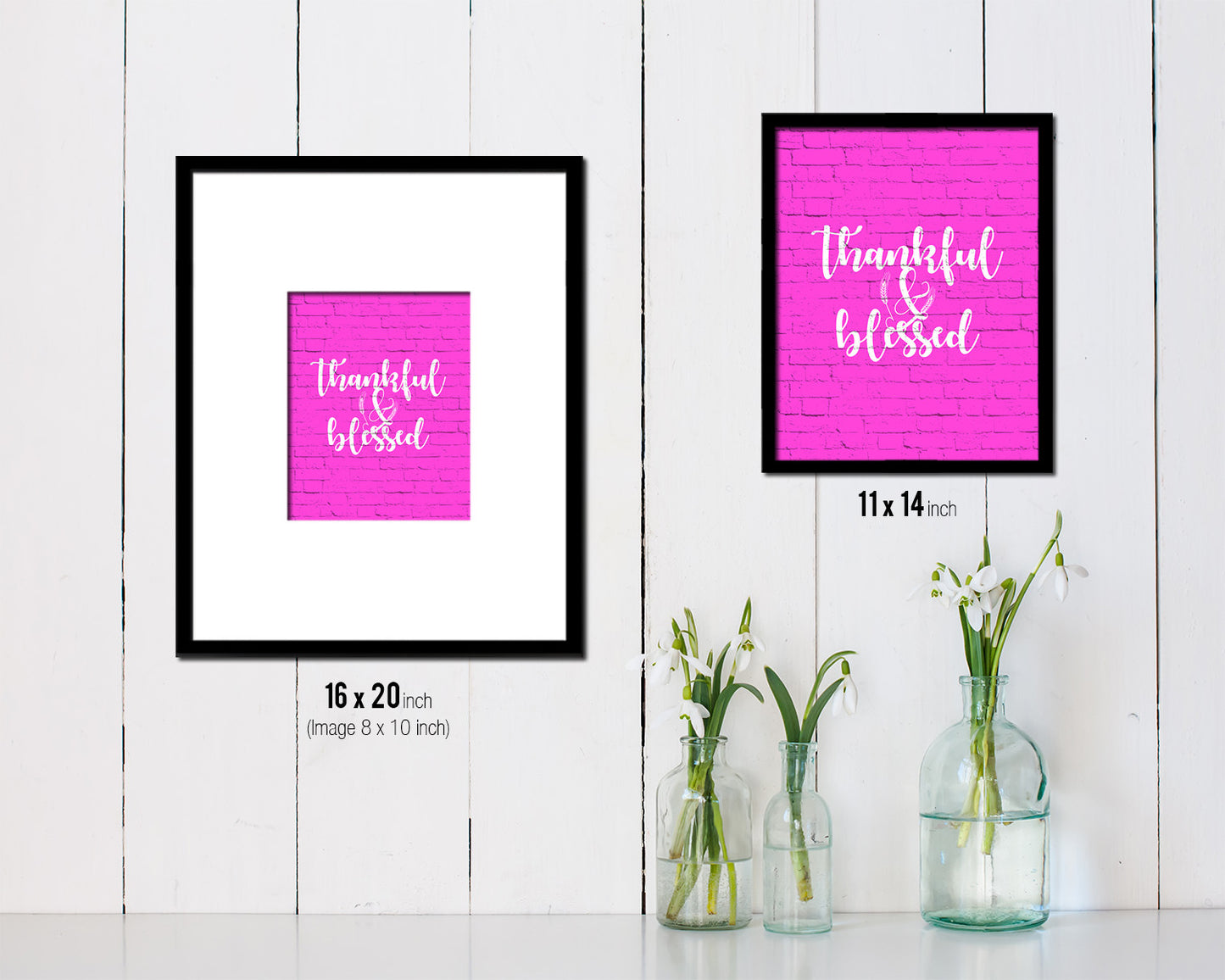 Thankful & Blessed Quote Framed Print Home Decor Wall Art Gifts