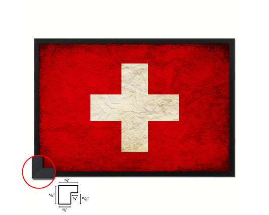 Switzerland Country Vintage Flag Wood Framed Print Wall Art Decor Gifts