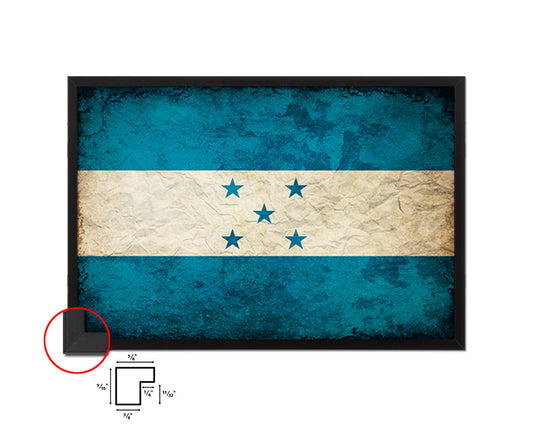 Honduras Country Vintage Flag Wood Framed Print Wall Art Decor Gifts