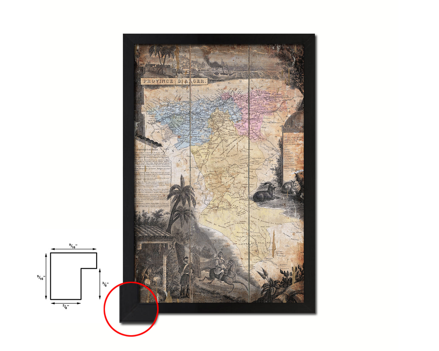 Province D'alcer Antique Map Wood Framed Print Art Wall Decor Gifts