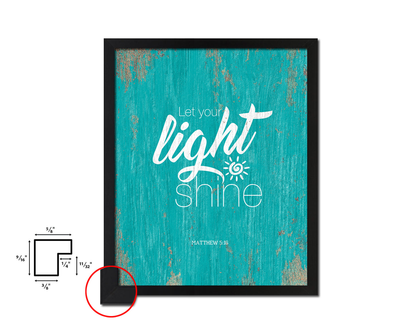 Let your light shine, Matthew 5:16 Quote Framed Print Home Decor Wall Art Gifts