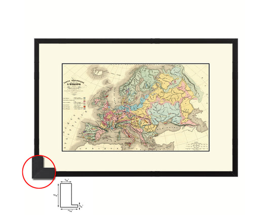 Europe Geological Old Map Framed Print Art Wall Decor Gifts