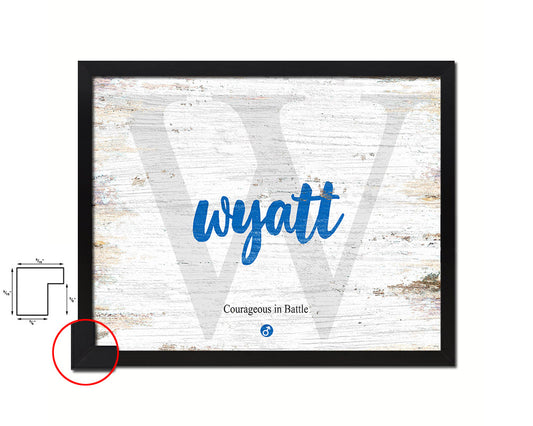 Wyatt Personalized Biblical Name Plate Art Framed Print Kids Baby Room Wall Decor Gifts