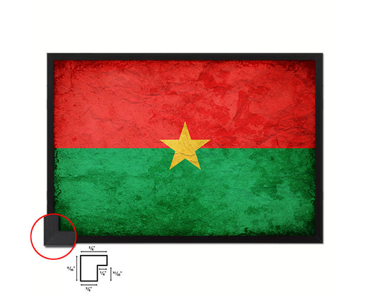 Burkina Faso Country Vintage Flag Wood Framed Print Wall Art Decor Gifts