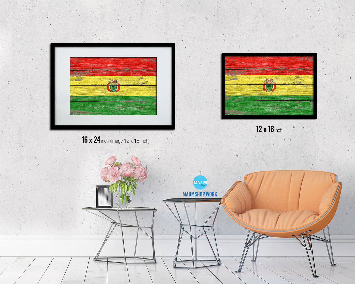 Bolivia Country Wood Rustic National Flag Wood Framed Print Wall Art Decor Gifts