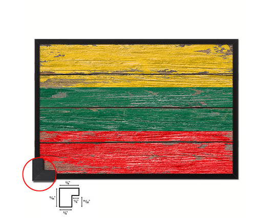 Lithuania Country Wood Rustic National Flag Wood Framed Print Wall Art Decor Gifts