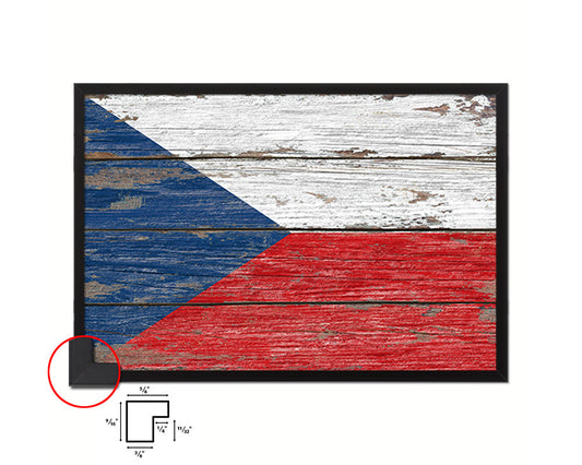 Czech Republic Country Wood Rustic National Flag Wood Framed Print Wall Art Decor Gifts