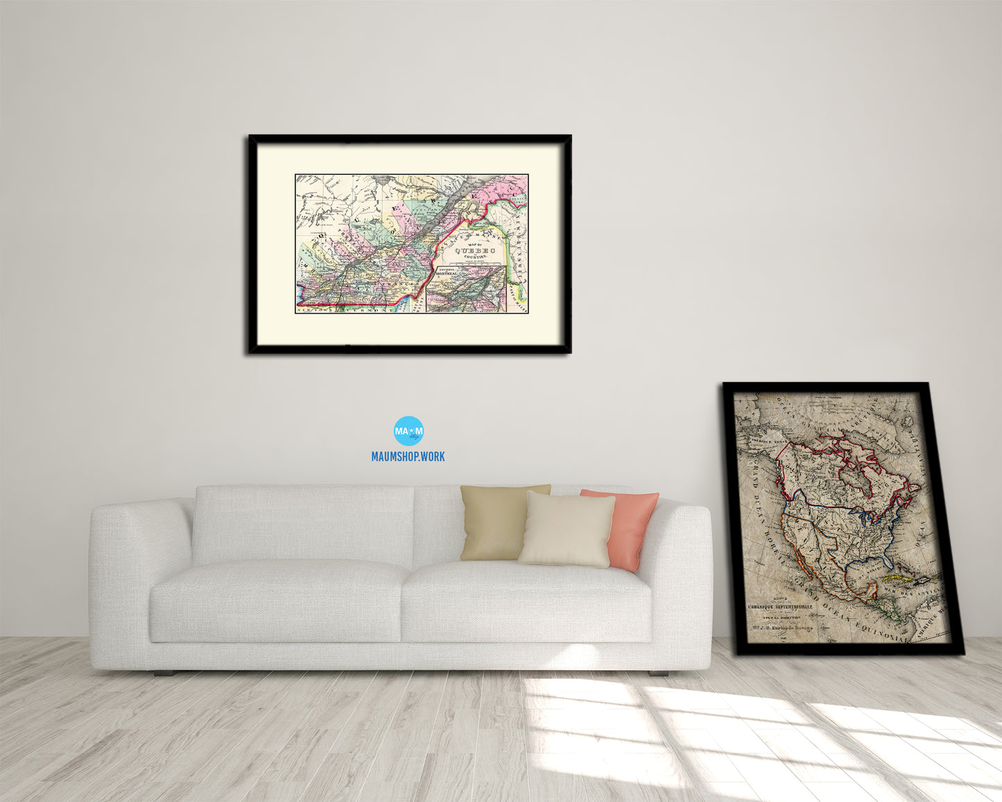 Quebec Montreal Old Map Framed Print Art Wall Decor Gifts