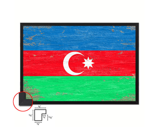 Azerbaijan Shabby Chic Country Flag Wood Framed Print Wall Art Decor Gifts