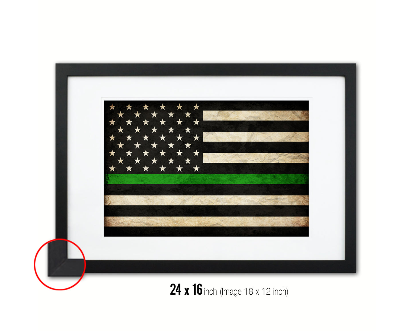 Thin Green Line Support Border Patrol American Vintage Military Flag Art