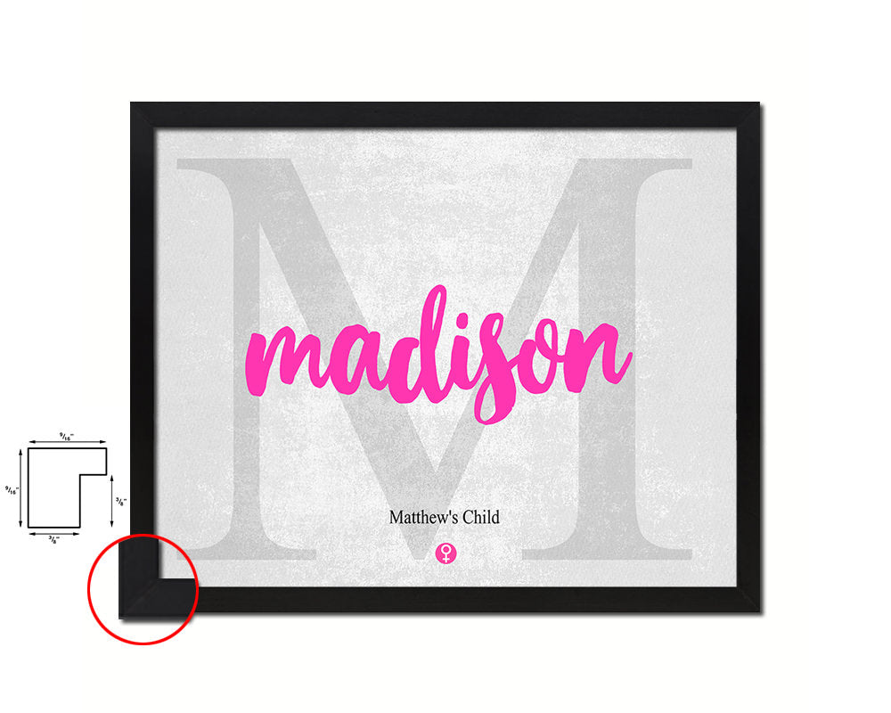 Madison Personalized Biblical Name Plate Art Framed Print Kids Baby Room Wall Decor Gifts