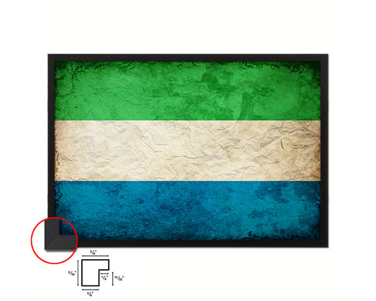 Sierra Leone Country Vintage Flag Wood Framed Print Wall Art Decor Gifts