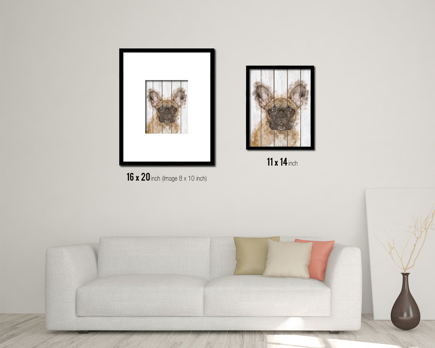 French Bulldog Dog Puppy Portrait Framed Print Pet Watercolor Wall Decor Art Gifts